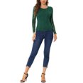 thumbnail image 2 of INSPIRE CHIC Blouse en Dentelle Transparente à Broderie Florale pour Femme, Col Rond, Manches Longues, m Vert Foncé, 2 of 6