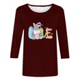 thumbnail image 4 of Xihbxyly Hauts Grande Taille pour Femmes Manches 3/4 T-shirt Imprimé Col Rond de Pâques Manches 3/4 Chandail Col Rond Cadeau de Vacances, 4 of 5