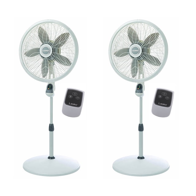 Lasko Ventilateur sur Pied Oscillant de 18 Pouces Elegance Performance avec Télécommande (Lot de 2)