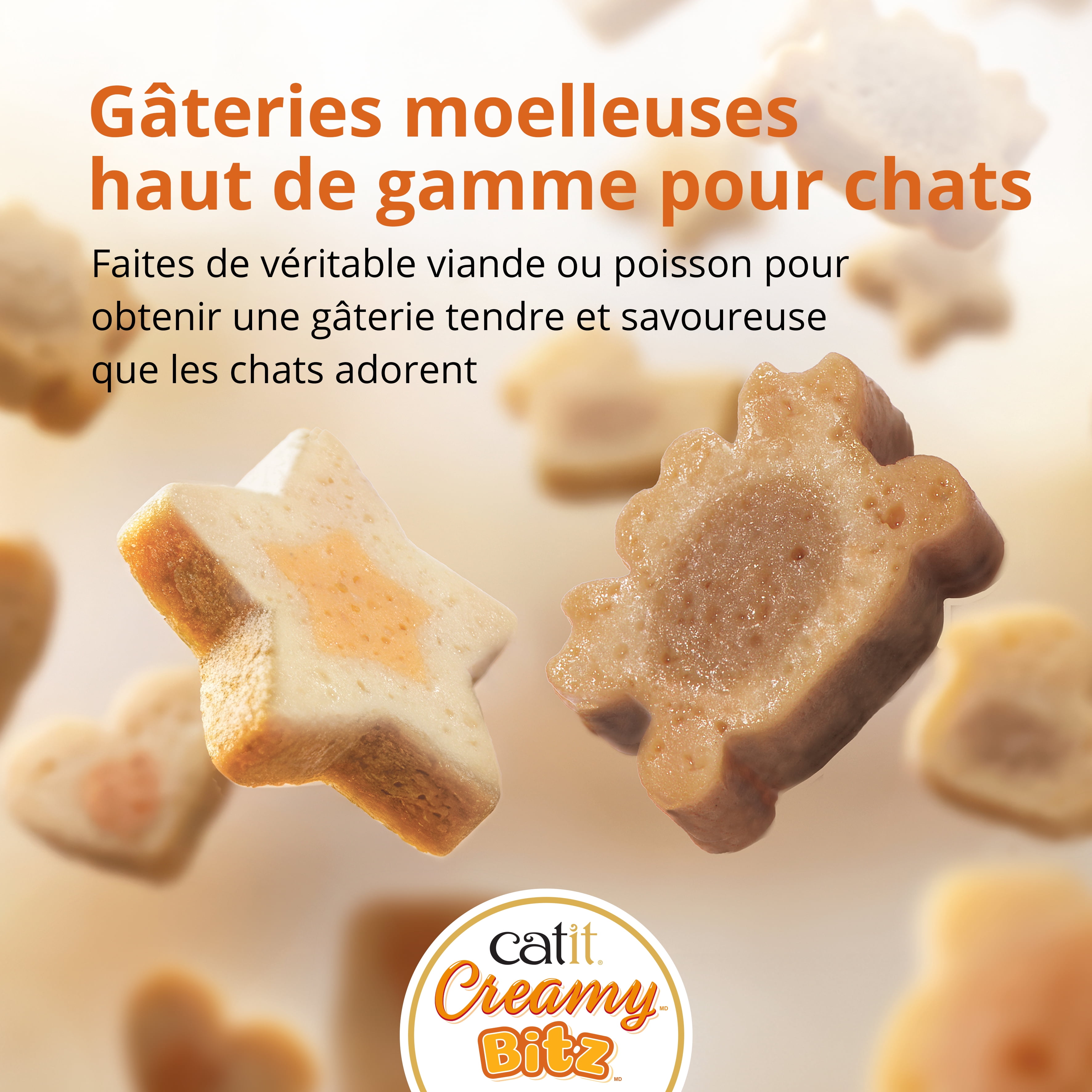 Gâteries pour chats Catit Creamy Bitz, recettes au poulet et canard, 48 G