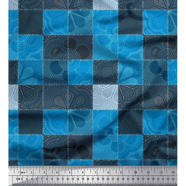 Soimoi Polyester Crepe Fabric Flower Artistic Printed Craft Fabric by The Yard 52 Inch Wide