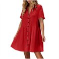 thumbnail image 2 of Pisexur Robes Femmes Belle Robe d'Été pour Femmes Décontractée Sans Manches à Col Rond à Lacets Robe Plissée Rouge,m, 2 of 9