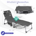 thumbnail image 3 of Gymax Chaise de Bronzage Pliante, Bain de Soleil Inclinable avec Trou pour le Visage et Oreiller Amovible, Dossier et Positions des Jambes Réglables, Gris, 3 of 10