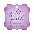 thumbnail image 1 of Darling Souvenir Custom Let Love Sparkle Wedding Hang Tags Personalized Fancy Frame Paper Tags -Stary Mauve Purple-50 Tags, 1 of 1