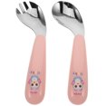 thumbnail image 4 of 1 Pair Creative Curved Spoon And Fork Set For Toddlers Baby Utensils For Feeding Kids Travel Essentials Baby Silverware For Lunch Box, 4 of 8