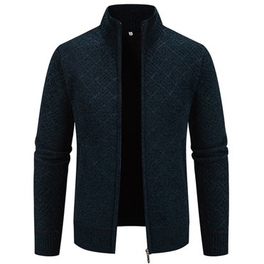 Loose Sweaters for Men Men's Full Zip Cardigan Sweaters Casual Stand Collar Cardigan Slim Fitting Knitted Sweater Jacket Pullover Sweaters for Men Trendy S-6 Navy 3XL