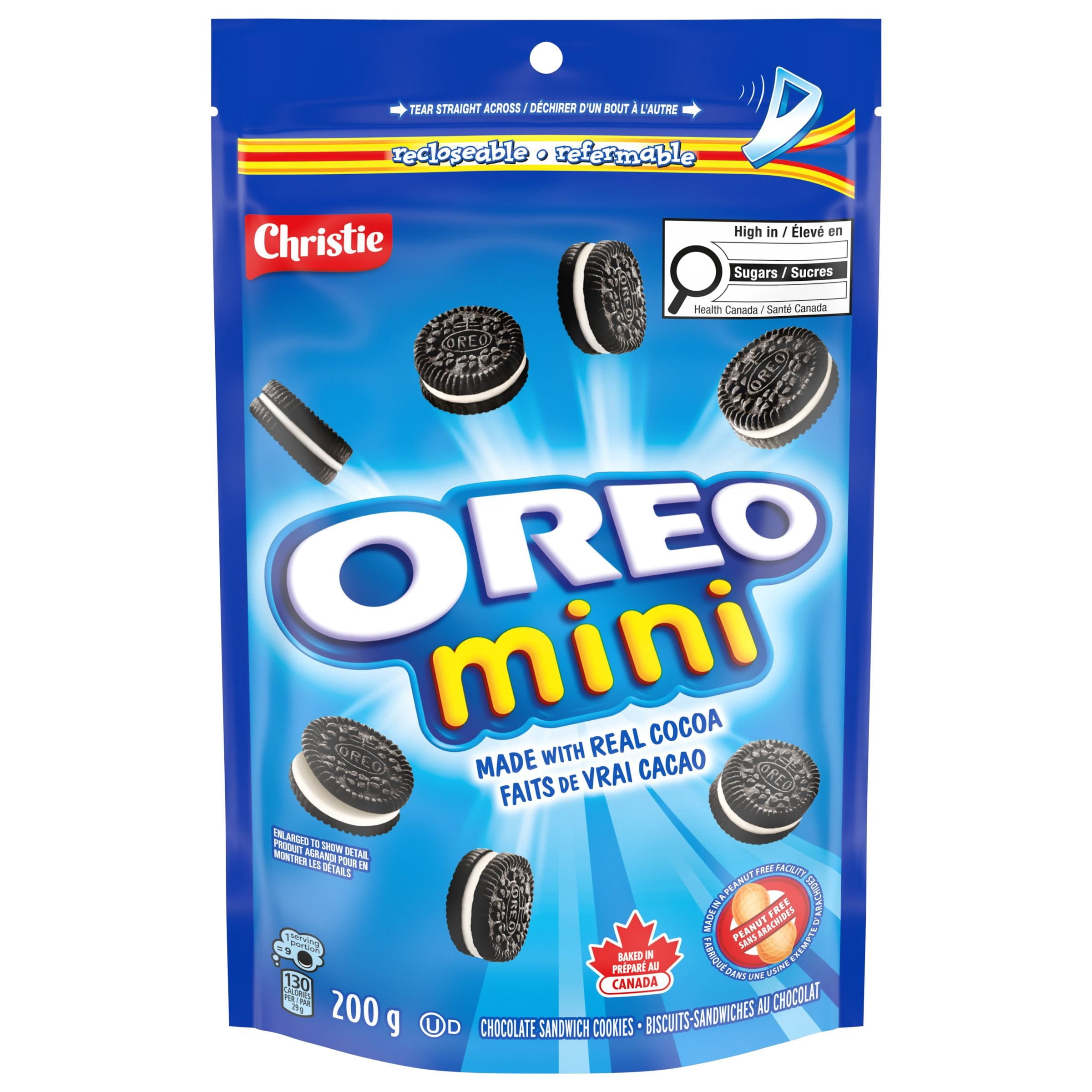 OREO Mini Original Chocolate Sandwich Cookies, Peanut Free Snack, School Snacks, Baked in Canada