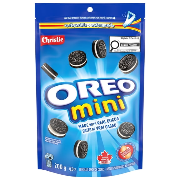OREO Mini Original Chocolate Sandwich Cookies, Peanut Free Snack, School Snacks, Baked in Canada