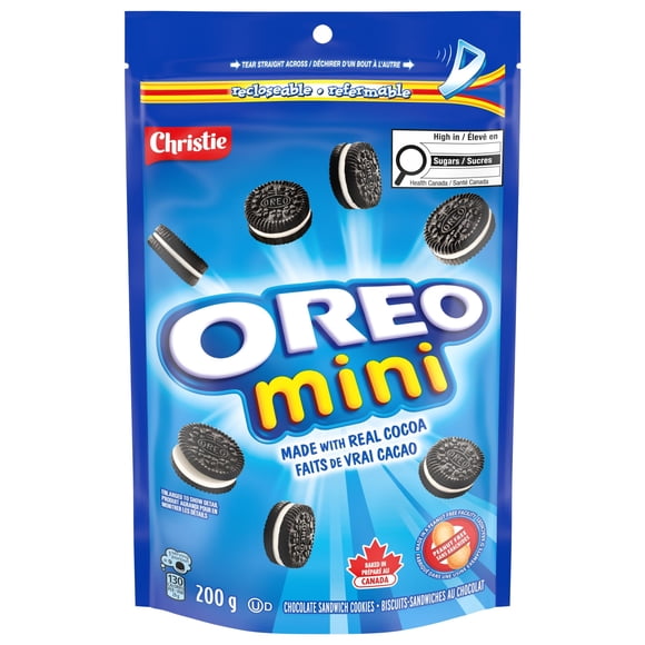 Mini biscuits-sandwiches OREO au chocolat L’original, fabriqués dans une usine exempte d’arachides, collations pour l’école, Préparé au Canada