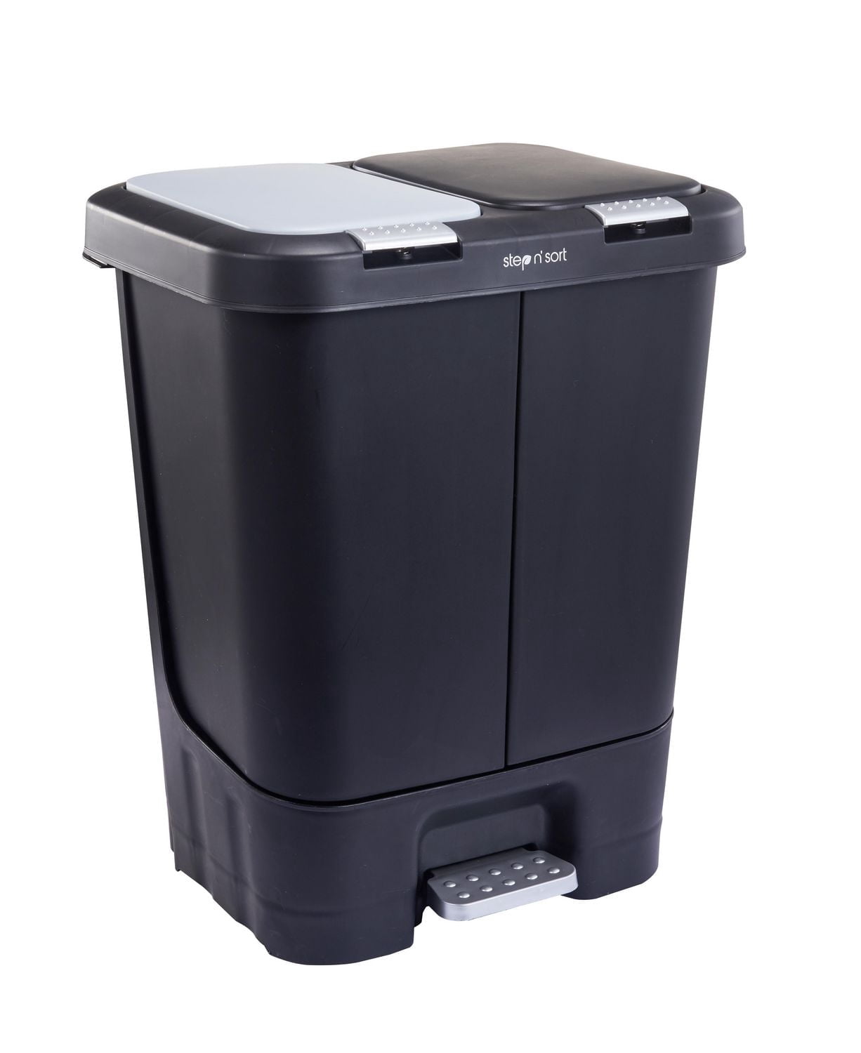 Step N’ Sort 40L Dual Trash & Recycling Bin – 2 x 20L Kitchen Garbage Can, Hands-Free Step Pedal, Dual Lid Opening, Soft-Close Lid, Removable Inner Bins, Black