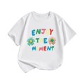 thumbnail image 4 of T-shirts Garçons Décontractés à Manches Courtes avec Lettres et Fleurs, Col Rond, T-Shirt Confortable, Vêtements Garçon Tout-Petit, Blanc, 4 of 4