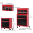 thumbnail image 3 of HOMCOM Coffre à Outils Roulant 2 en 1 avec 6 Tiroirs, Rouge, 3 of 10