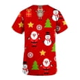 thumbnail image 5 of TIMIFIS Hauts de Sarrau pour Femmes Haut Cache-Cœur Imprimé de Noël pour les Fêtes, Bonhomme de Neige Manches Courtes Col en V Tunique d'Infirmière pour le Travail Blouse d'Uniforme de Travail avec Poches-Rougeautomne/hiver P, 5 of 5