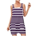 thumbnail image 1 of Yuyuzo Women Plus Size Linen Rompers Summer Casual Sleeveless Suspender Jumpsuits Striped Short Overalls with Pockets, 1 of 5