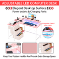 thumbnail image 4 of L Shaped Desk, Gaming Desk with LED Light & Power Outlet, L Shaped Computer Table with 3 Drawers & Shelves for Home Office, 4 of 4