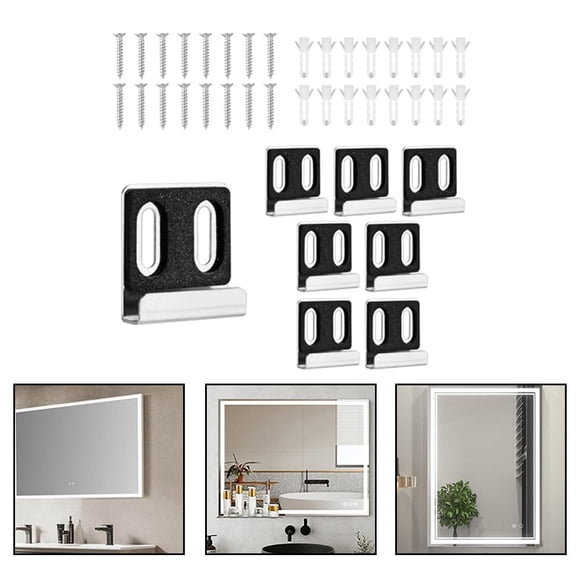8 Sets Wall Mount Mirror Clips Mirror Bracket Clips With Screws Mirror Hooks