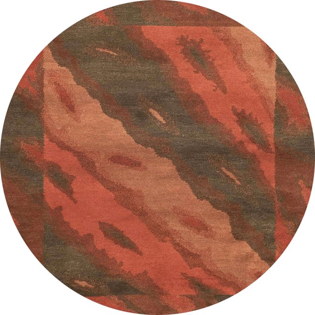 Ahgly Company Tapis d'Intérieur Ronds Abstraits Rouges à Motif Animal, 6 Pieds Rond