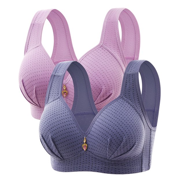 DecSea 2PC Woman's Embroidered Glossy Comfortable Breathable Bra Underwear No Rims