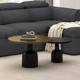 thumbnail image 4 of Chic industriel Aluminium Fonte Table de Basse Ronde, Jeu de 3 - Or Antique et Noir, 4 of 7