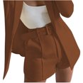 thumbnail image 2 of LOVZFMLL Women's Solid Suit Pant With Pockets Waisted Shorts With Belt Brown XXL, 2 of 6