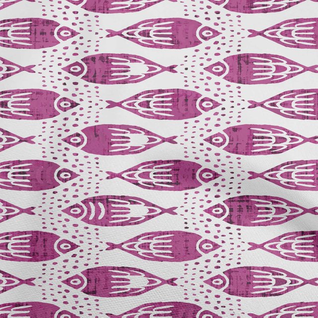 oneOone Viscose Chiffon Purple Fabric Asian Block Fish Craft Projects Decor Fabric Printed By The Yard 42 Inch Wide