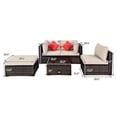 thumbnail image 2 of Patiojoy 5-Piece Outdoor Patio Sectional Rattan Sofa Set with Soft Back and Seat Cushion Brown, 2 of 8