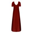 thumbnail image 4 of AherBiu Robe T-Shirt Longue Grande Taille pour Femmes à Manches Courtes, Col en V, Été, Décontractée, Confortable, avec Poches, 4 of 5