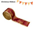 thumbnail image 1 of TopLLC Christmas Ribbon Wired, Christmas Decorations 5.5 Yards 2 inch Gold Pine Needles Wired Edge Ribbon, Glitter Christmas Tree Decorative Ribbon Fabric Craft Ribbon for Gift Wrapping Bow Wreath, 1 of 9