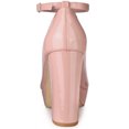 thumbnail image 3 of BLISSFUL STEP Escarpins à Talon Bloc pour Femmes Plateforme Bride à la Cheville Bout Rond Talon Rose 9, 3 of 6