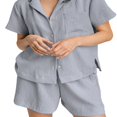 thumbnail image 1 of Ensemble Pyjama 2 Pièces pour Femmes Chemise Courte à Manches Courtes Loungewear Sleepwear Doux, 1 of 3
