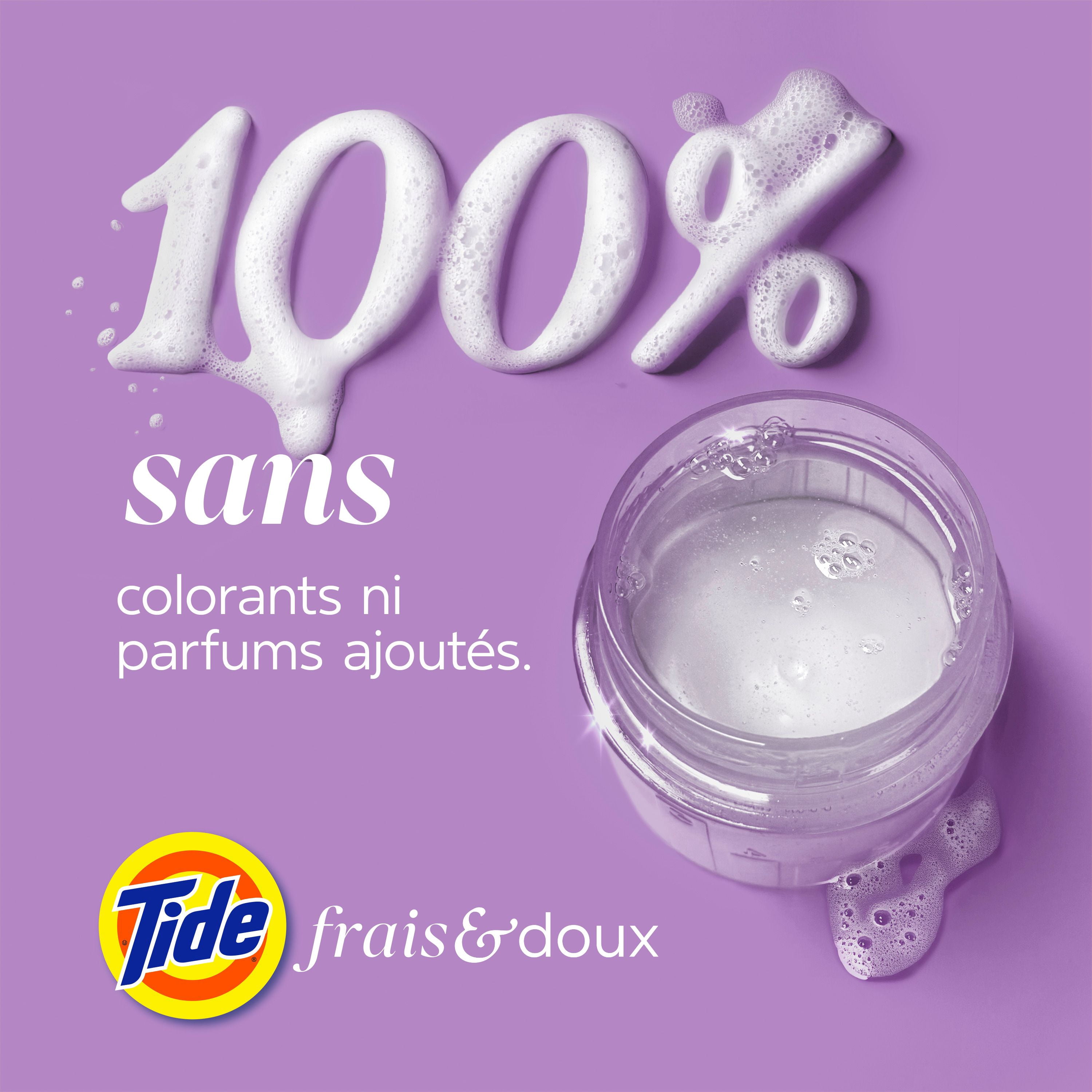 Tide Fresh & Gentle liquid laundry detergent, 100 Loads, Soft Lavender Scent, Gentle laundry soap with nature inspired freshness, Dermatologist tested, 100% free of added dyes and heavy perfumes
