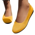thumbnail image 4 of Womens Casual Shoes Large Size Knit Solid Color Simplicity Soft Sole Round Toe Flat Bottom Slip on Lightweight Comfortable Breathable Mesh Walking Shoes Yellow, 4 of 9