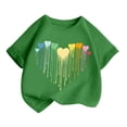 thumbnail image 3 of LUOGENLI T-Shirt pour Filles Enfant Filles Mignon Mode Imprimé Col Rond Manches Courtes Tee Été Décontracté Doux Ample T-Shirt Hauts Maxi Chemises pour Filles Été 2025 Vert 2-4 Ans, 3 of 5