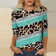 thumbnail image 2 of CEHVOM T-shirt Ample à Imprimé Léopard pour Femme, Manches 3/4, Col Rond, Haut Décontracté, Liquidation, 2 of 5