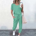 thumbnail image 2 of Yuyuzo Womens Workout Sets 2 Piece Short Sleeve Crew Neck T-Shirts Drawstring Jogger Pants with Pockets, 2 of 5
