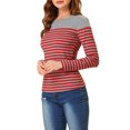thumbnail image 4 of INSPIRE CHIC Blouse pour Femme à Rayures à Blocs de Couleur à Manches Longues T-Shirt Décontracté m Rouge Gris, 4 of 7