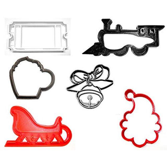POLAR EXPRESS THEME NORTH POLE TRAIN CHRISTMAS MOVIE BOOK SET OF 6 COOKIE CUTTERS MADE IN USA PR1122