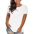 thumbnail image 1 of WTXUE T-Shirts à Manches Courtes, Chandails à Col Rond pour Femmes Chemises en Coton Chemises Amples T-Shirts Hauts Amples Unis / Décontractés pour Femmes White M, 1 of 8