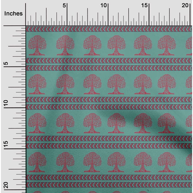 oneOone Viscose Chiffon Fabric Arrow & Tree Block Printed Craft Fabric BTY 42 Inch Wide