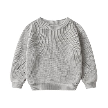 Baby Girl Boy Oversized Knit Sweater Crewneck Pullover Sweatshirt Solid Warm Long Sleeve Tops Blouse