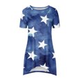 thumbnail image 4 of Hauts d'Été pour Femmes 2023 Coupe Ample Col Rond Manches Courtes T-Shirts T-Shirts Graphiques Étoiles et Rayures Blouses Décontractées et Confortables, 4 of 5