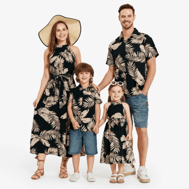 PatPat Family Matching Outfits Mommy and Me Hawaiian Shirt for Boy Short-sleeve Caribbean Boy Dress Shirts for Toddler Kid,2-7Y