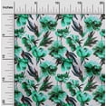 thumbnail image 1 of oneOone Cotton Poplin Aqua Blue Fabric Florals Craft Projects Decor Fabric Printed By The Yard 56 Inch Wide, 1 of 4