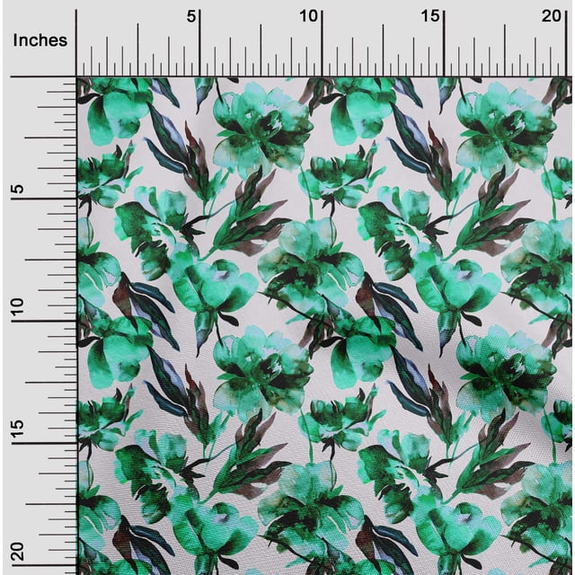 oneOone Cotton Poplin Aqua Blue Fabric Florals Craft Projects Decor Fabric Printed By The Yard 56 Inch Wide