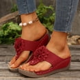 thumbnail image 3 of IUJSOY Orthopedic Sandals for Women Boho Flower Platform Flip Flops Wedges Comfortable Walking Shoes, 3 of 9