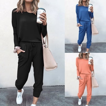Wiyuqeen Oversized Tracksuits with Pockets for Women Casual Baggy Long Sleeve Pullover Tops and Drawstring Long Pants Sweatsuits Sets 2024 Trendy 2 Piece Travel Outfits Sets