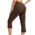 thumbnail image 3 of Womens Knee Length Leggings High Waisted Yoga Workout Exercise Capris For Casual Summer With Pockets, 3 of 6
