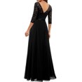 thumbnail image 4 of Faithtur Nouvelle Mode Femmes Longue Robe Couleur Unie Patchwork Dentelle V-Cou à Manches Mi Dos Sans Fermeture Éclair Robe de Femme, 4 of 5