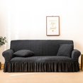 thumbnail image 3 of 2024 1 Piece Sofa Slipcover with Pleated Ruffled Skirt Washable High Stretch Durable Furniture Protector 3 Seater Pine Green, 3 of 13