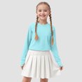 thumbnail image 2 of Curenmufel T-Shirt de Compression pour Filles T-Shirt à Col Rond pour Fille Manches Longues Coupe Ajustée Hauts de Fête Taille 11-12 (Bleu, 11-12 Ans), 2 of 7